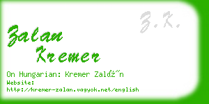 zalan kremer business card